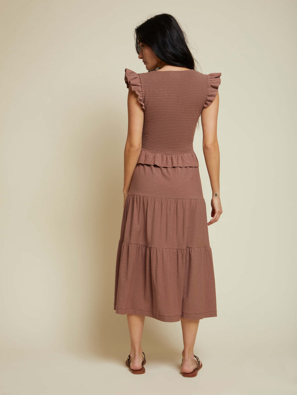 NATION LTD Fabienne Smocked Peplum Midi Dress
