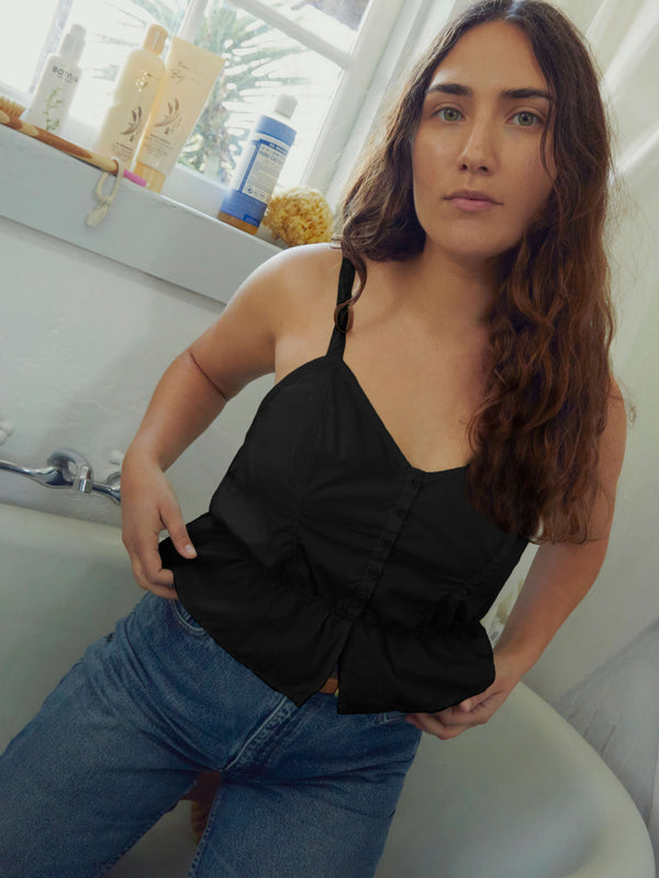 NATION LTD Gabrielle Peplum Button Down Camisole