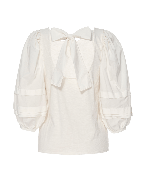 NATION LTD Gracie Bow Tie Puff Sleeve Top
