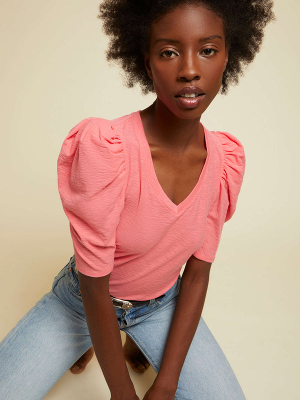 NATION LTD Jillian Puff Sleeve V Neck
