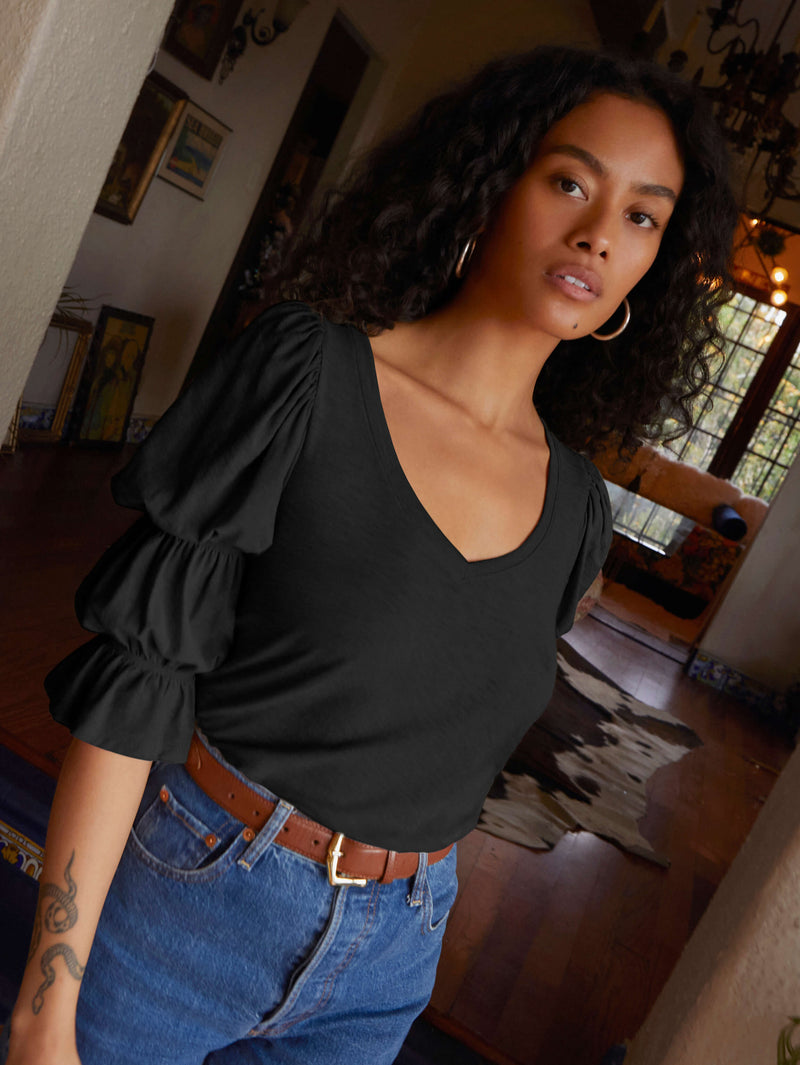 NATION LTD Katana Tiered Sleeve V Neck Tee