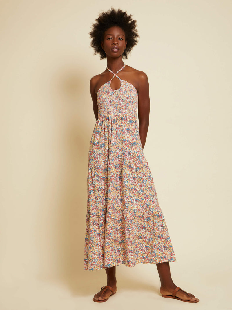 NATION LTD Kira Smocked Halter Maxi Dress