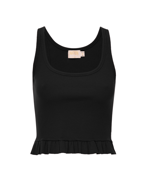 NATION LTD Langley Organic Cotton Ruffle Crop Tank