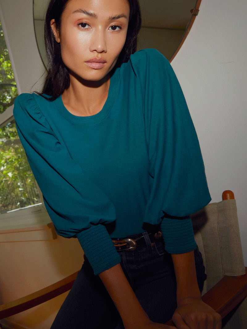 NATION LTD Loren Smocked Peasant Tee