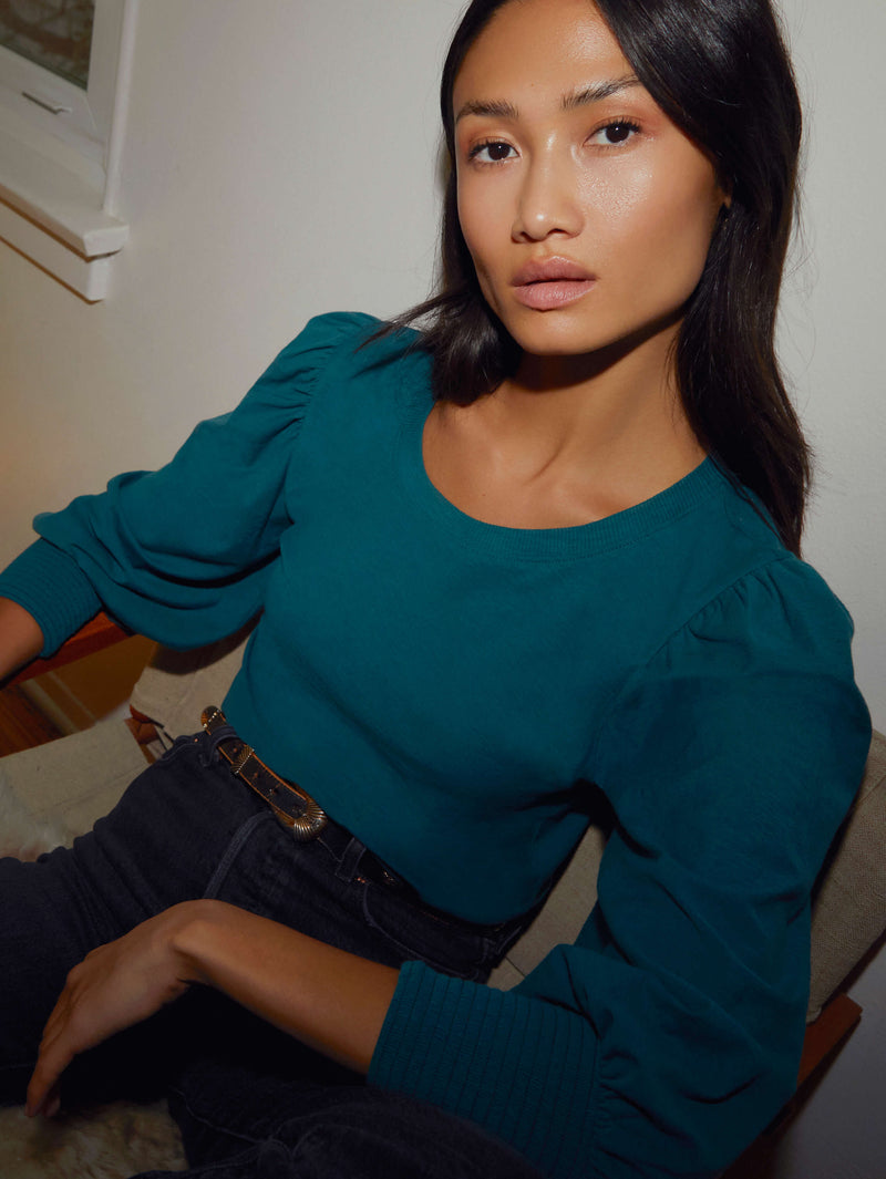 NATION LTD Loren Smocked Peasant Tee