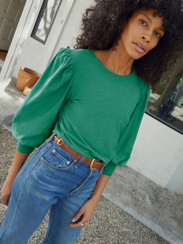 NATION LTD Loren Smocked Peasant Tee