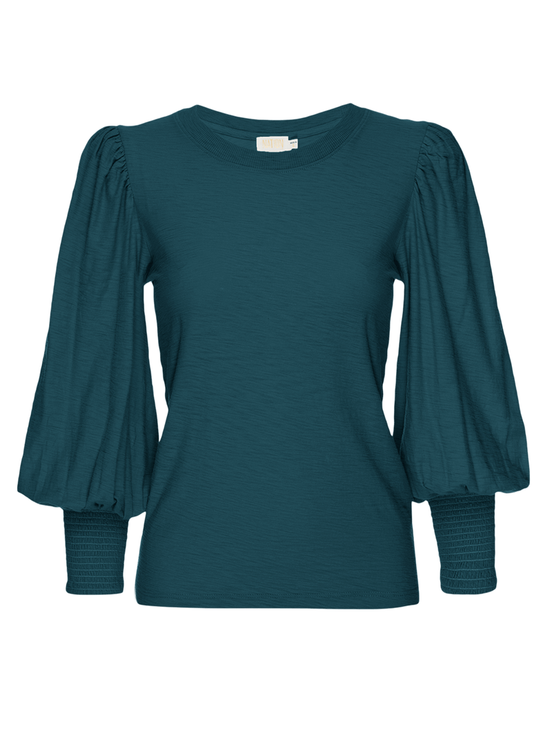 NATION LTD Loren Smocked Peasant Tee