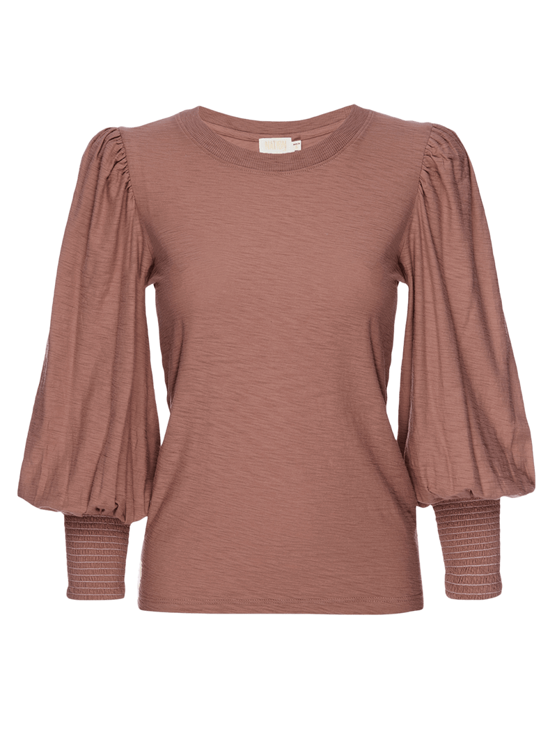 NATION LTD Loren Smocked Peasant Tee