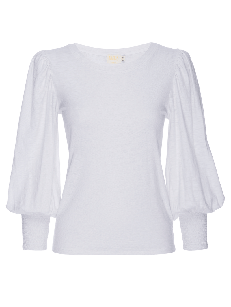 NATION LTD Loren Smocked Peasant Tee