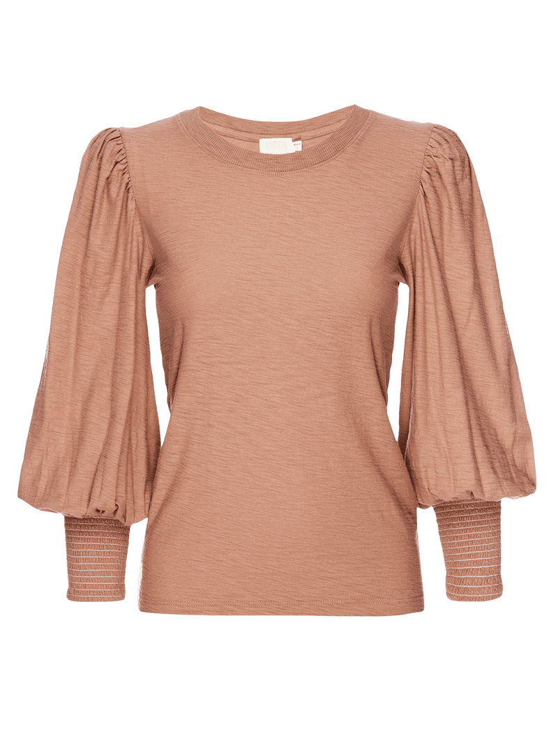 NATION LTD Loren Smocked Peasant Tee
