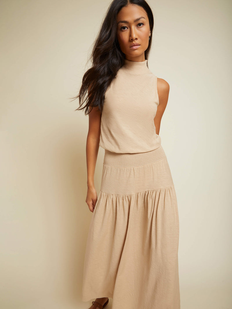 NATION LTD Loren Smocked Peasant Tee