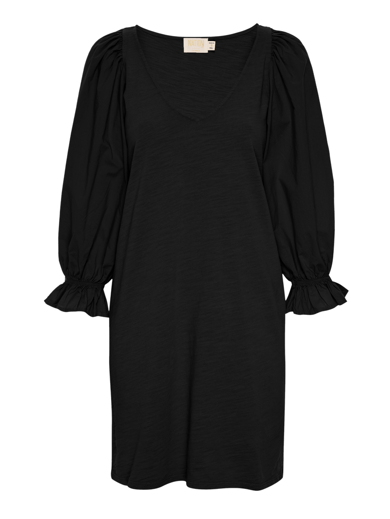 NATION LTD Oralia Puff Sleeve V Neck Mini Dress
