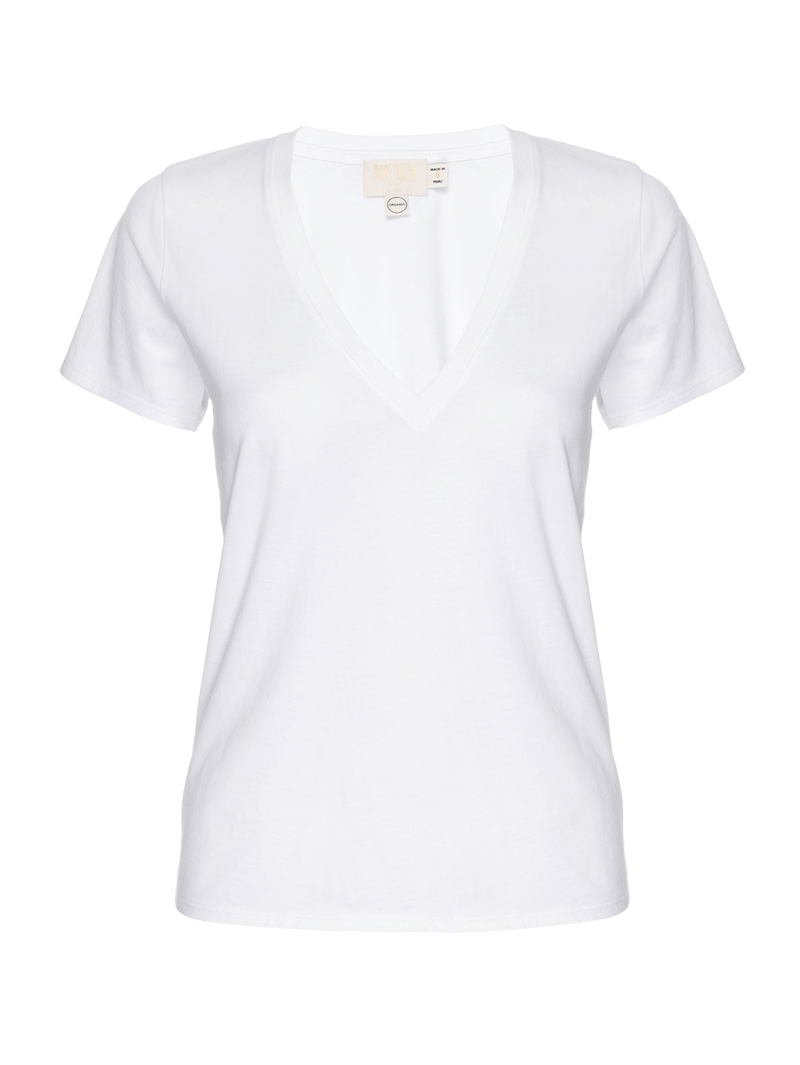NATION LTD Blair Organic Cotton Ultra Deep V Neck Tee