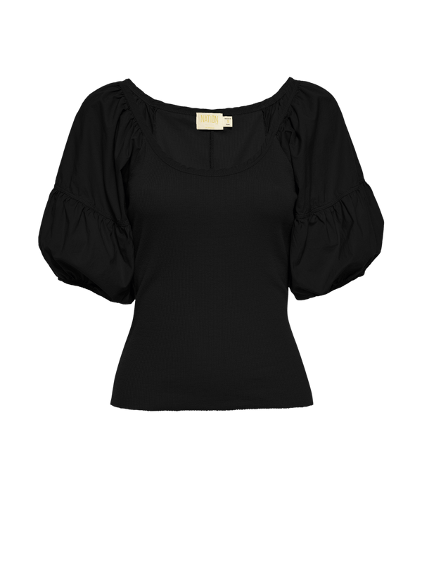 NATION LTD Sonora Tiered Puff Sleeve Rib Tee