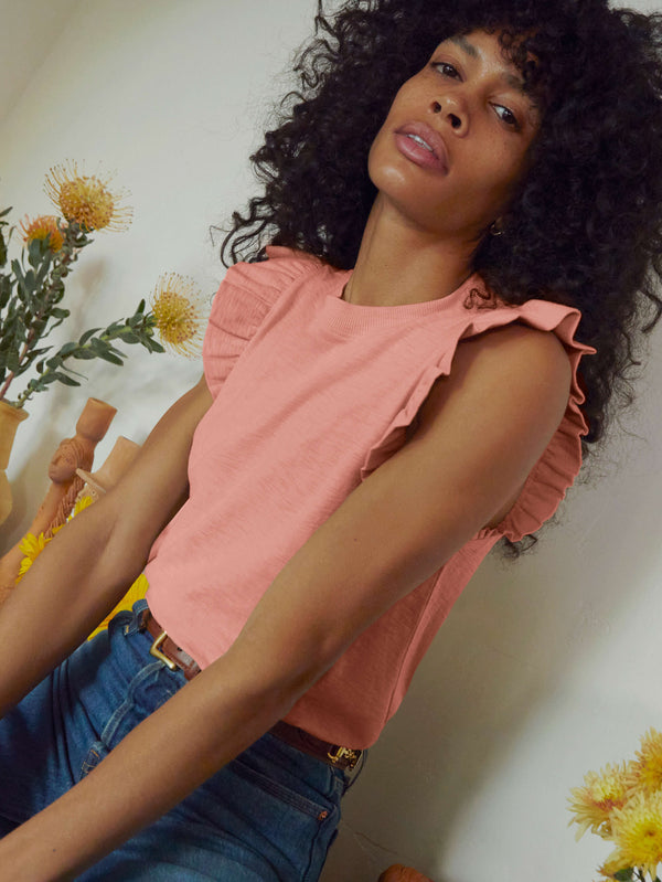 NATION LTD Paulette Ruffle Pink Geranium Tank