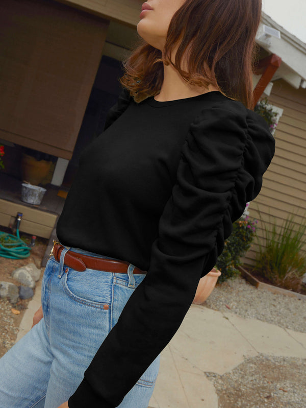 NATION LTD Perla Ruched Sleeved Sweatshirt