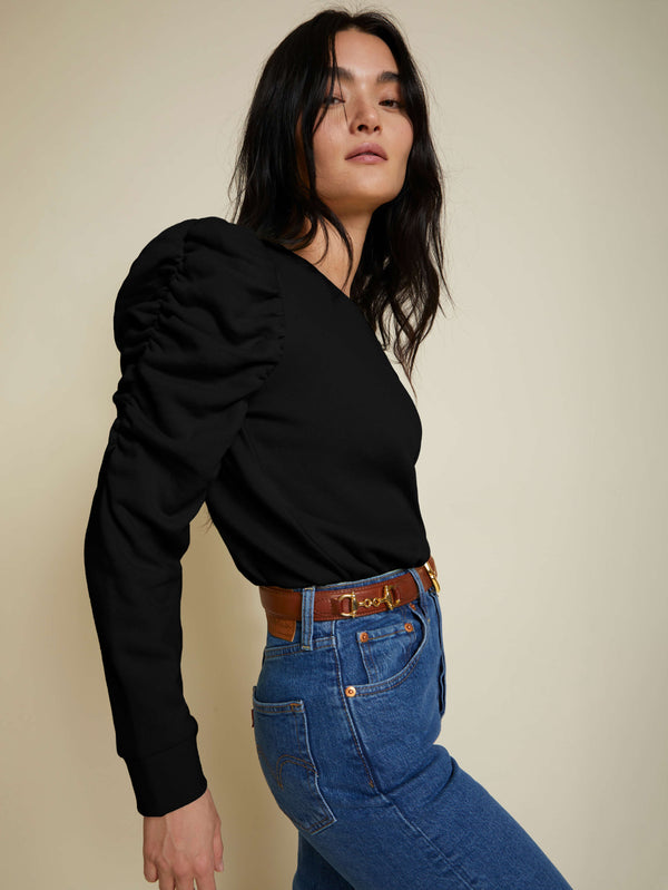 NATION LTD Perla Ruched Sleeved Sweatshirt