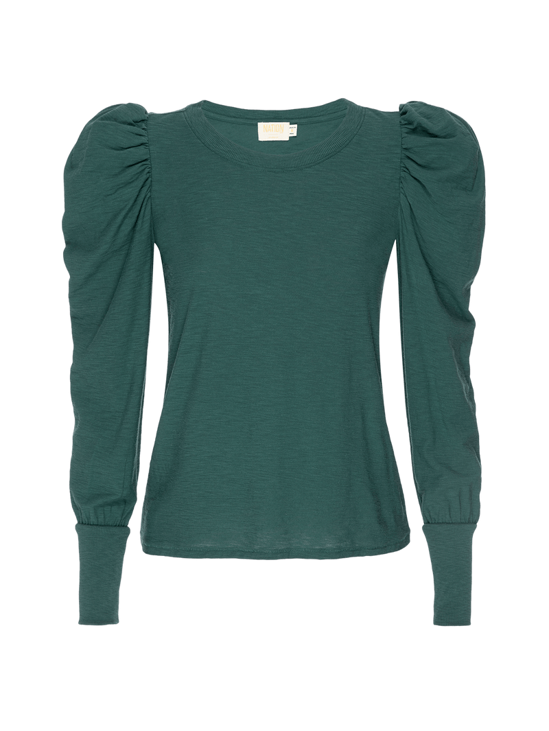 NATION LTD Romy Long Sleeve Puff Shoulder Shirt