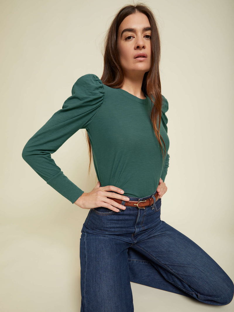 NATION LTD Romy Long Sleeve Puff Shoulder Shirt