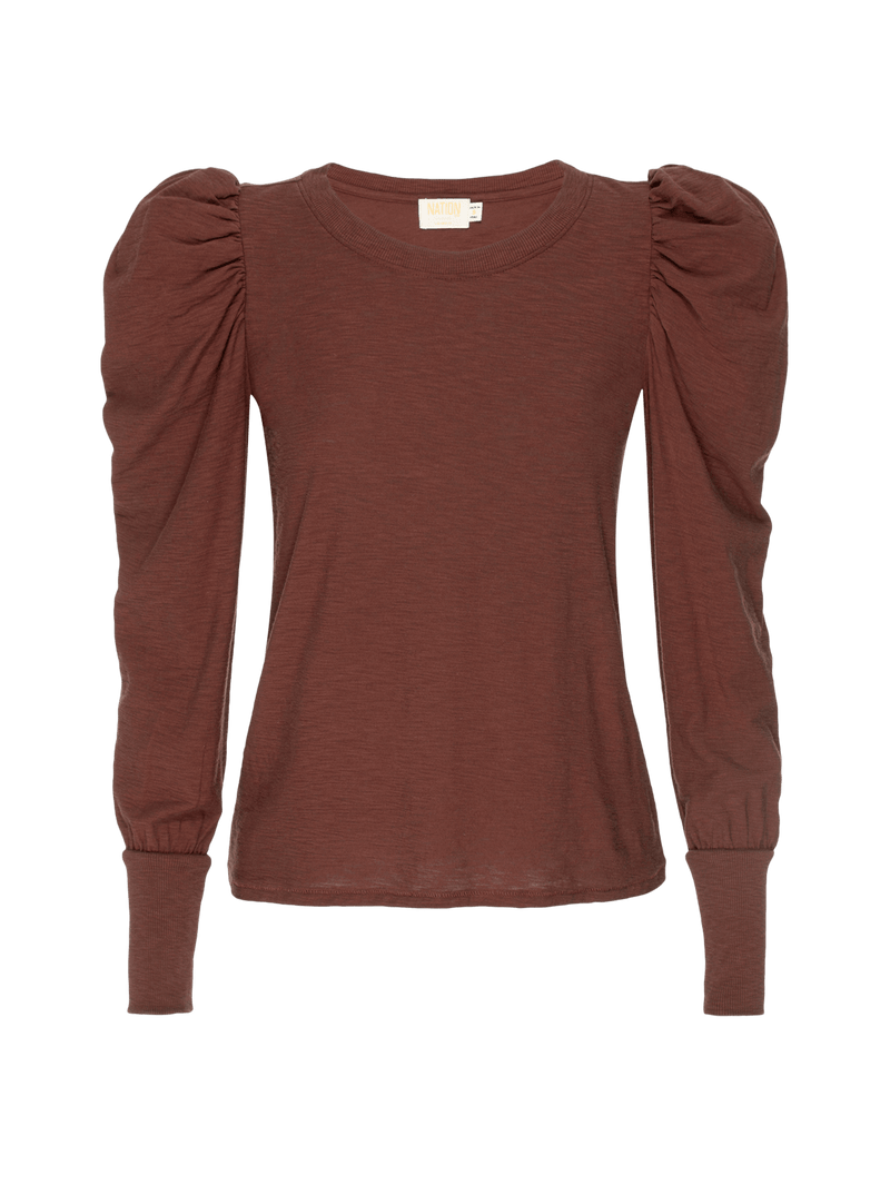 NATION LTD Romy Long Sleeve Puff Shoulder Shirt