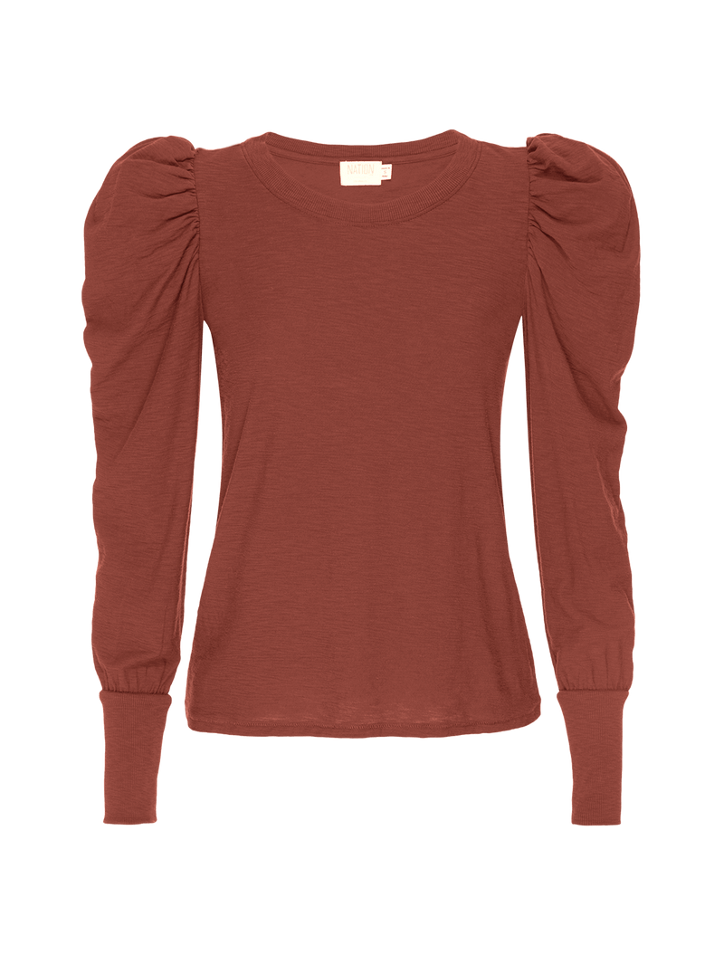 NATION LTD Romy Long Sleeve Puff Shoulder Shirt