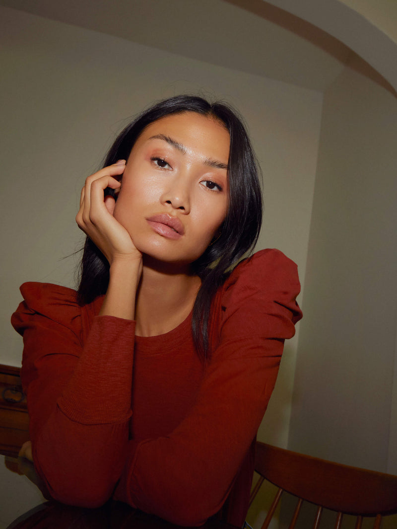 NATION LTD Romy Long Sleeve Puff Shoulder Shirt
