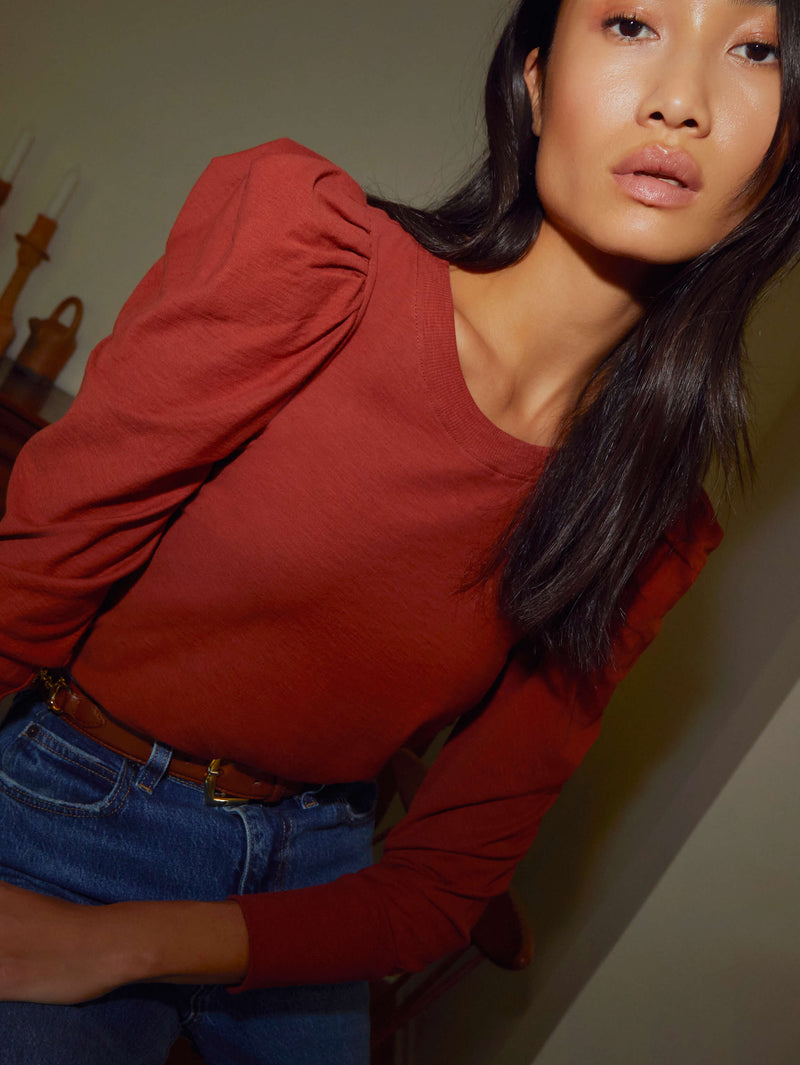 NATION LTD Romy Long Sleeve Puff Shoulder Shirt