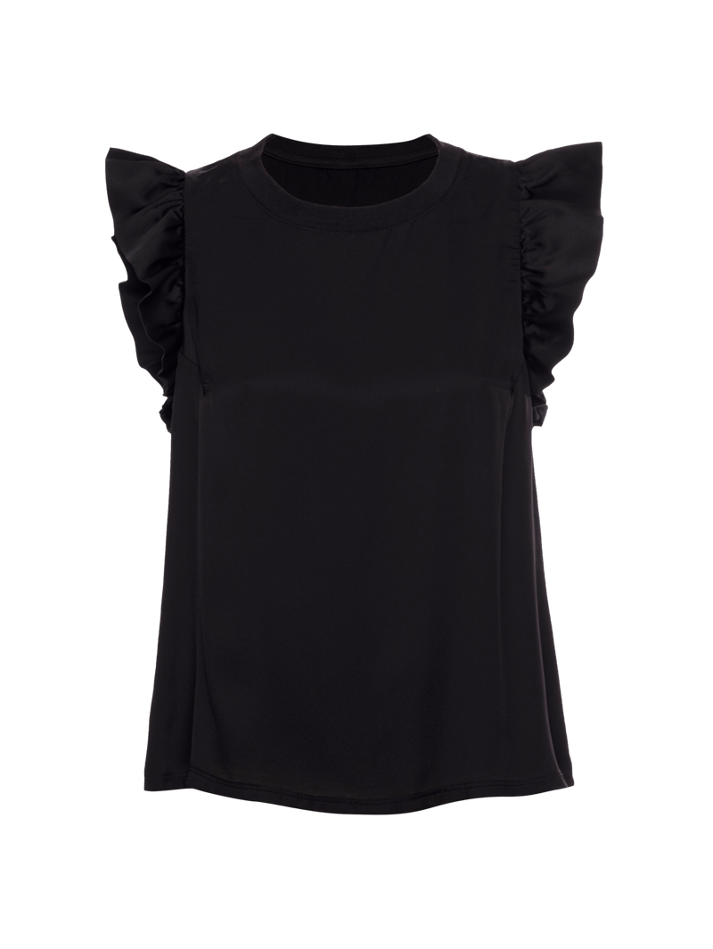 NATION LTD Sateen Ruffle Paulette Tank Top