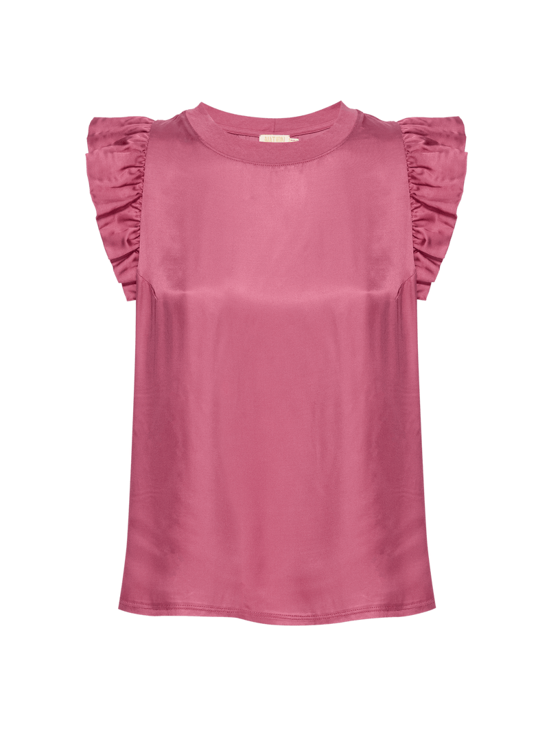 NATION LTD Sateen Ruffle Paulette Tank Top