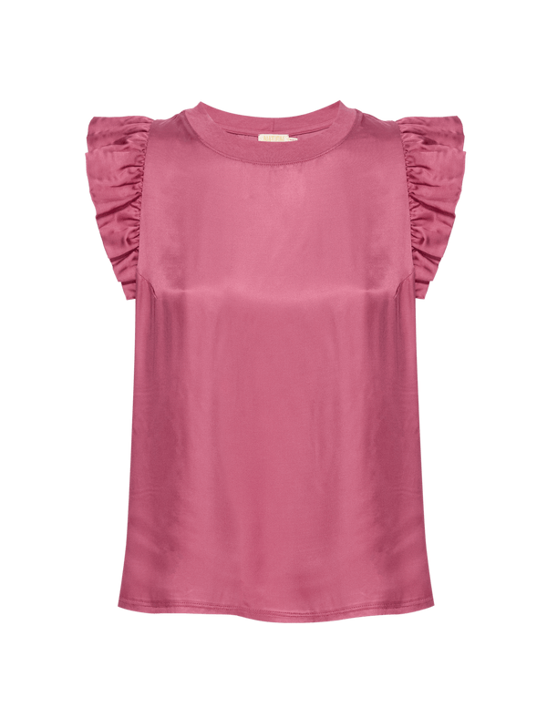 NATION LTD Sateen Ruffle Paulette Tank Top