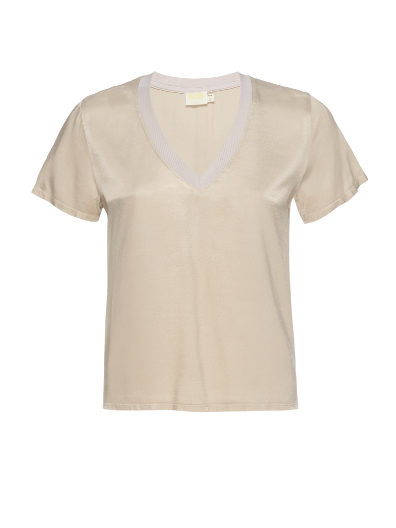 NATION LTD June Satin V Neck Top