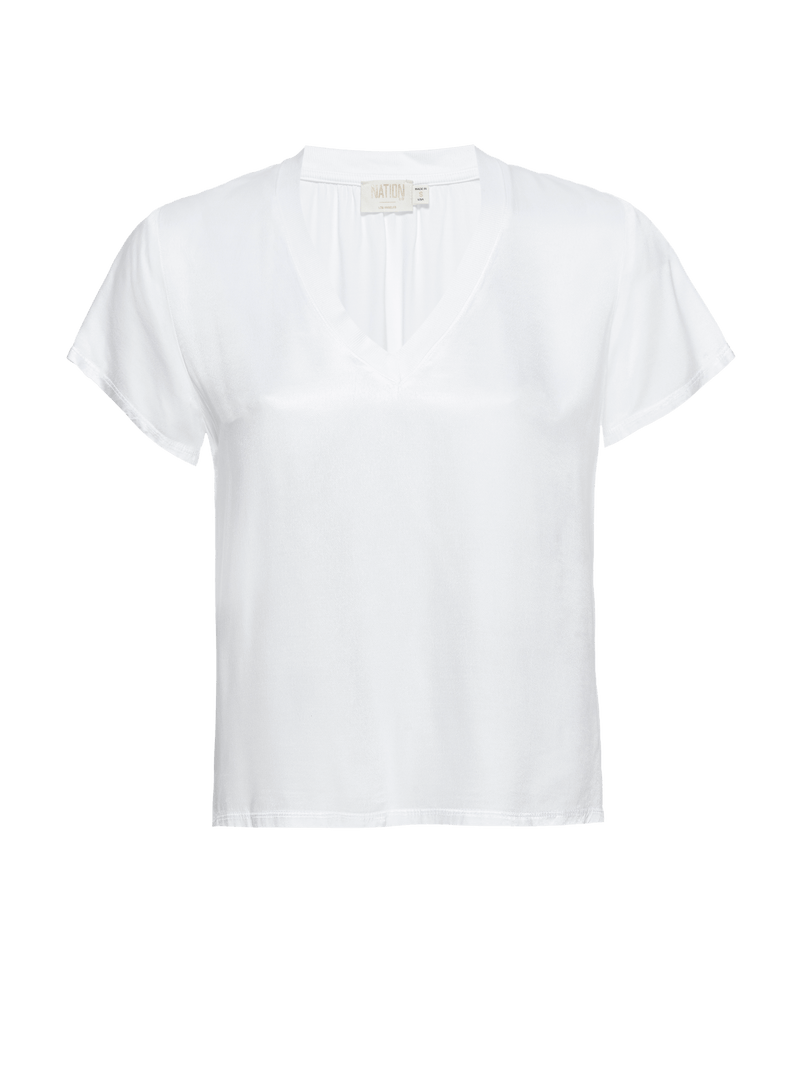 NATION LTD June Satin V Neck Top