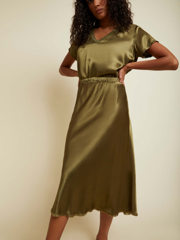 NATION LTD Mabel Bias Cut Midi Skirt