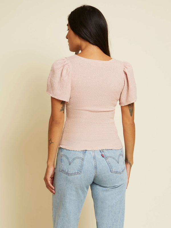 NATION LTD Scarlett Smocked Flutter Sleeve Square Neck Top