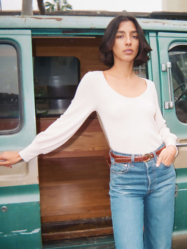 NATION LTD Serah Puff Sleeve Knit Top