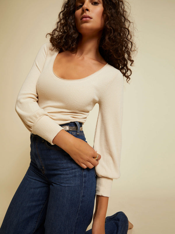 NATION LTD Serah Puff Sleeve Knit Top