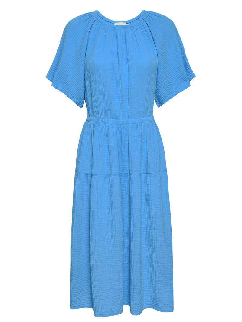 NATION LTD Soon Flutter Sleeve Tiered Midi Dress