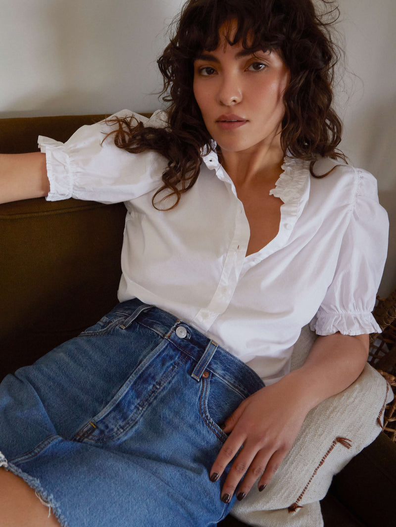 NATION LTD Suzette Puff Sleeve Button Up