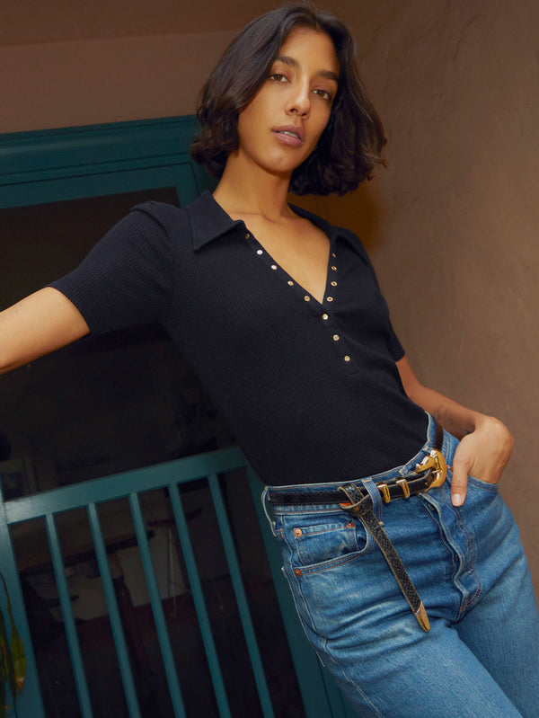 NATION LTD Tamal Ribbed Polo Tee