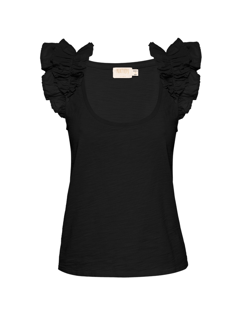 NATION LTD Valentina Scoop Neck Ruffle Sleeve Tank