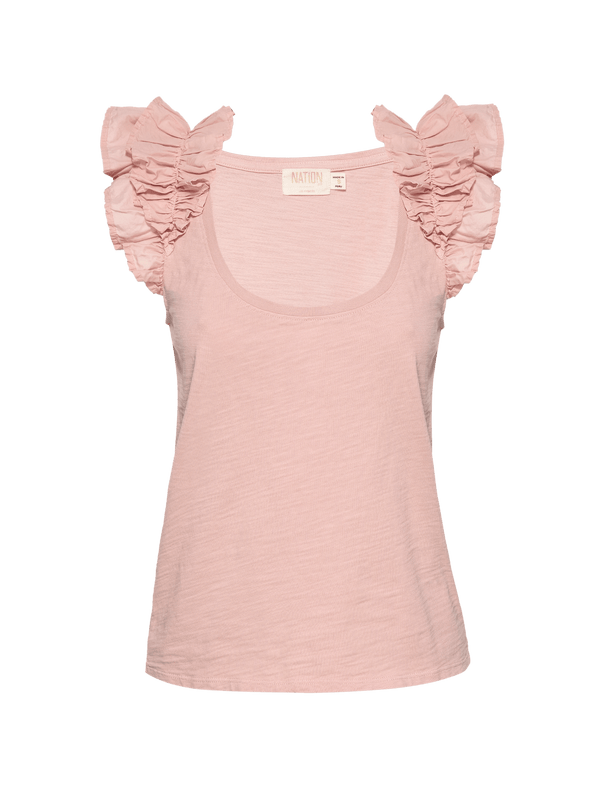 NATION LTD Valentina Scoop Neck Ruffle Sleeve Tank