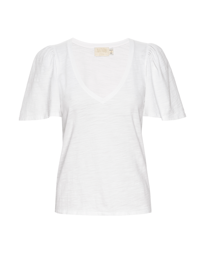 NATION LTD Vicky Flutter Sleeve V Neck Short Sleeve