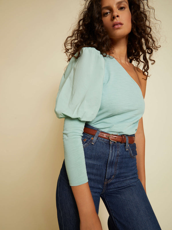 NATION LTD Zahira One Shoulder Puff Sleeve Tee
