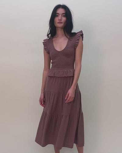 NATION LTD Fabienne Smocked Peplum Midi Dress