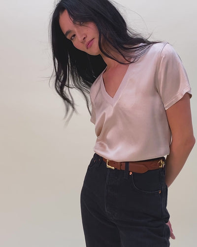 NATION LTD June Satin V Neck Top