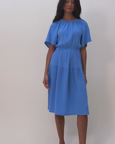 NATION LTD Soon Flutter Sleeve Tiered Midi Dress
